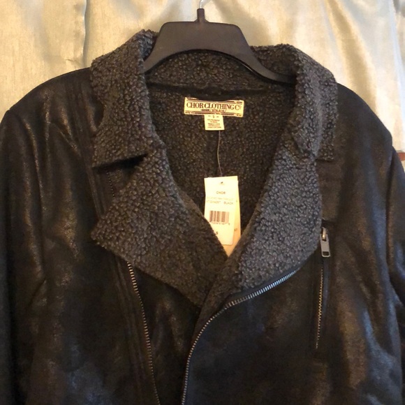 Black Shearling Moto Jacket NWT - Picture 5 of 8